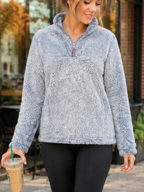 WEATHERPROOF VINTAGE Blue Sherpa Pullover M